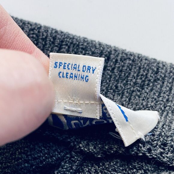 Dunollie Looms VINTAGE Pant Suit Small Gray Wool Knit Gold Buttons Pleated Retro - Picture 9 of 11